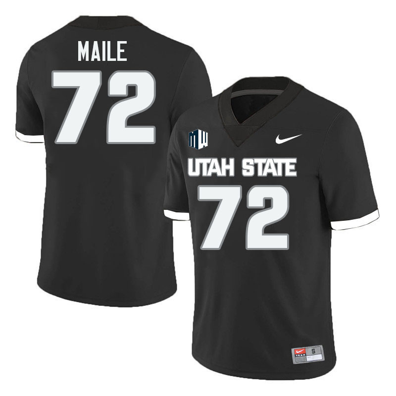 Utah State Aggies #72 George Maile College Football Jerseys Stitched-Black